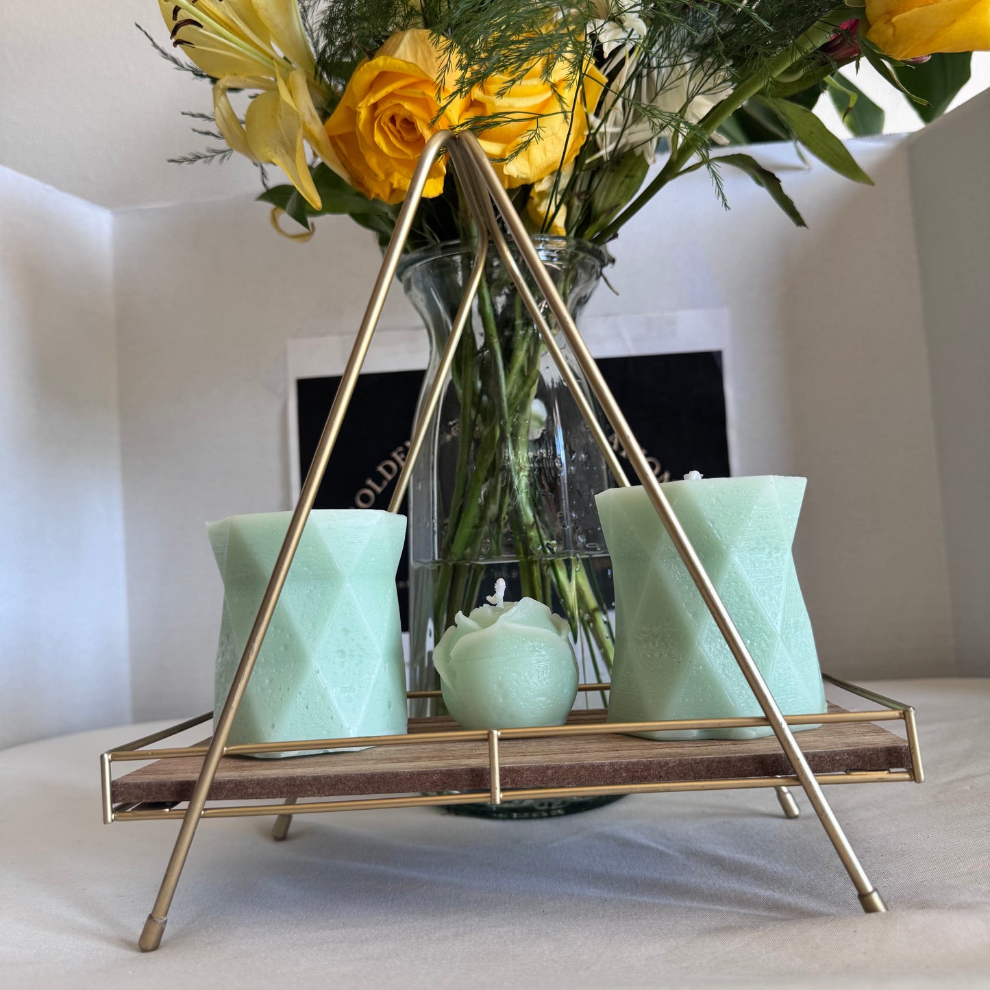Sel De Mer Sculpted Candle | Geometric & Rose Sculptures | Coastal Inspired Home Decor