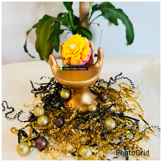 Elegant Small Flower Candle – Chardonnay & Egyptian Amber | Decorative Scented Candle | Burn or Display!